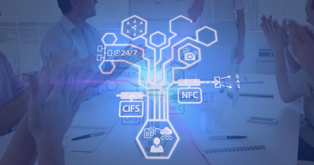 Business Team Analyzing Innovative Digital Network Technology