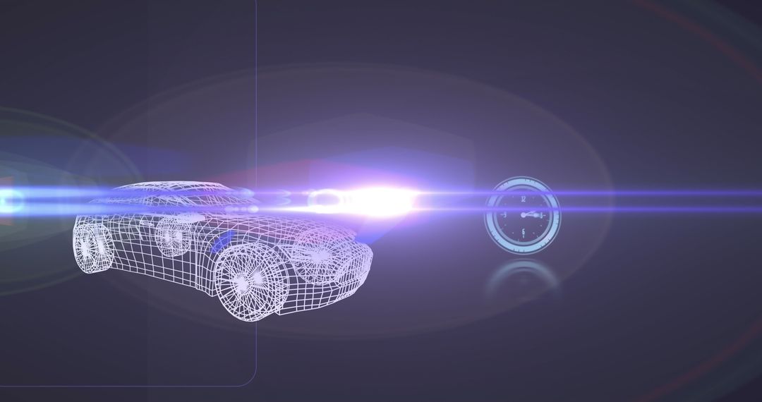 Digital Car Model with Futuristic Clock Interface