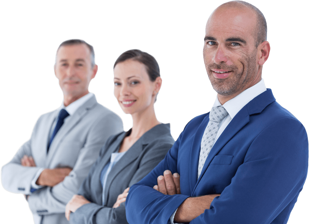 Confident Business Team in Transparent PNG with Suits