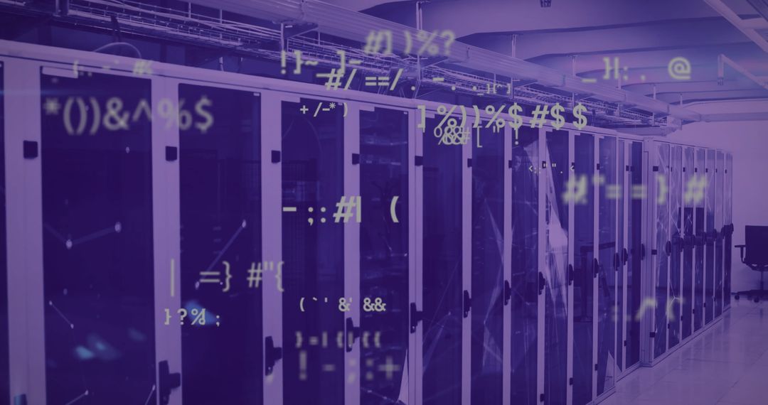 Symbolic Code Over Server Racks in Data Center - Free Images, Stock Photos and Pictures on Pikwizard.com