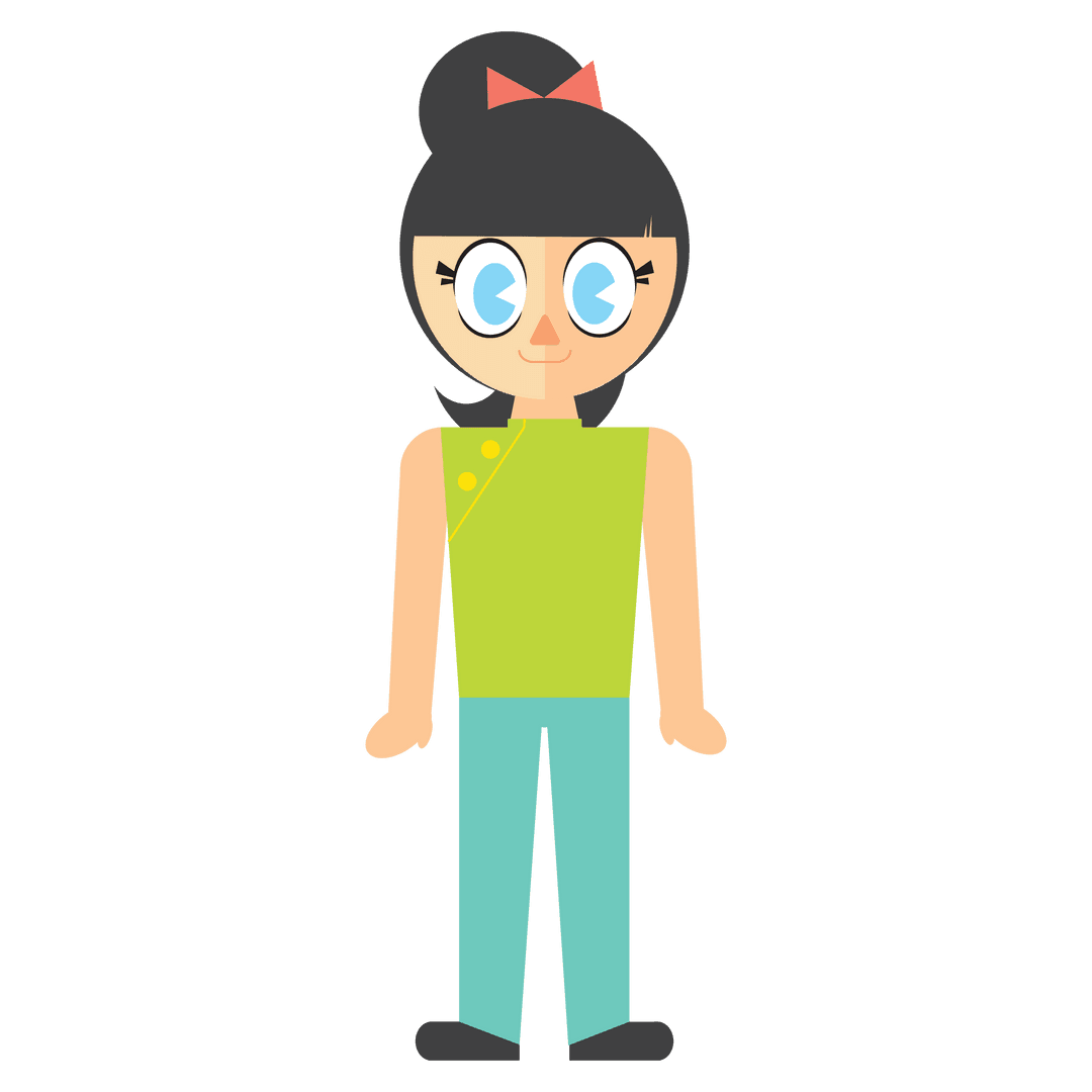 Transparent Cartoon Female Character with Glasses