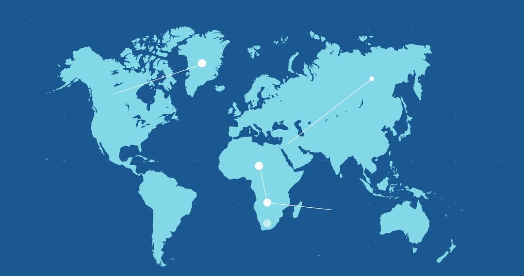 Blue World Map with Global Connecting Network Points