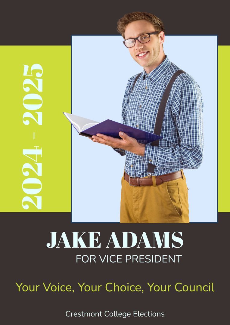 Student Campaign Poster with Young Man Holding a Book - Download Free Stock Templates Pikwizard.com