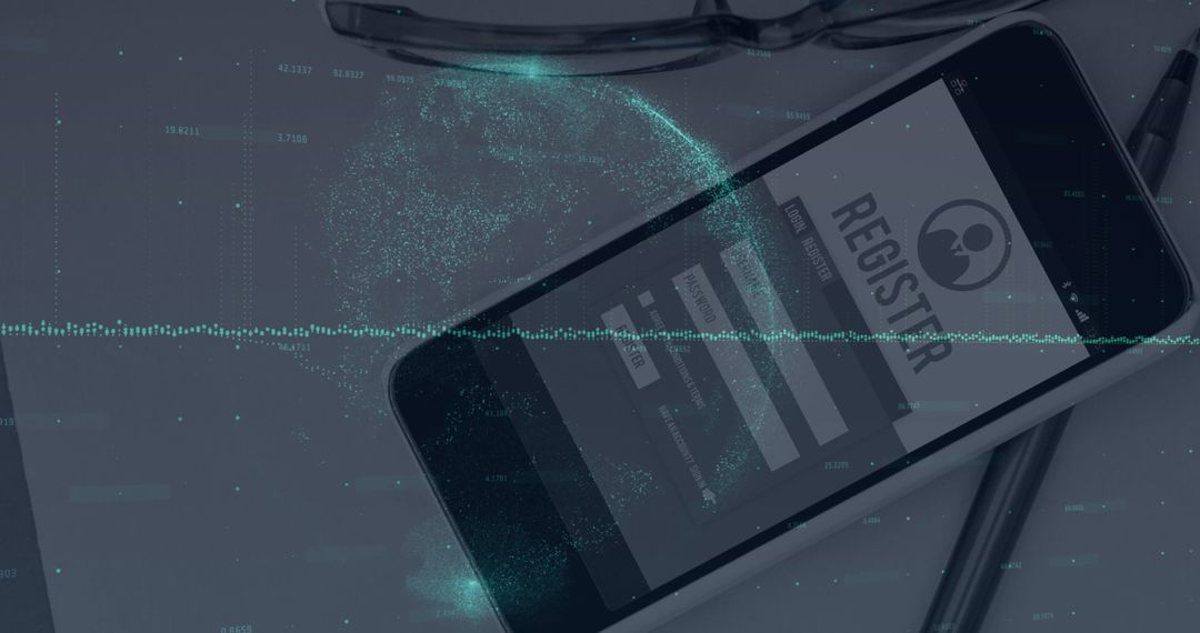 Digital Registration Concept with Financial Data on Smartphone