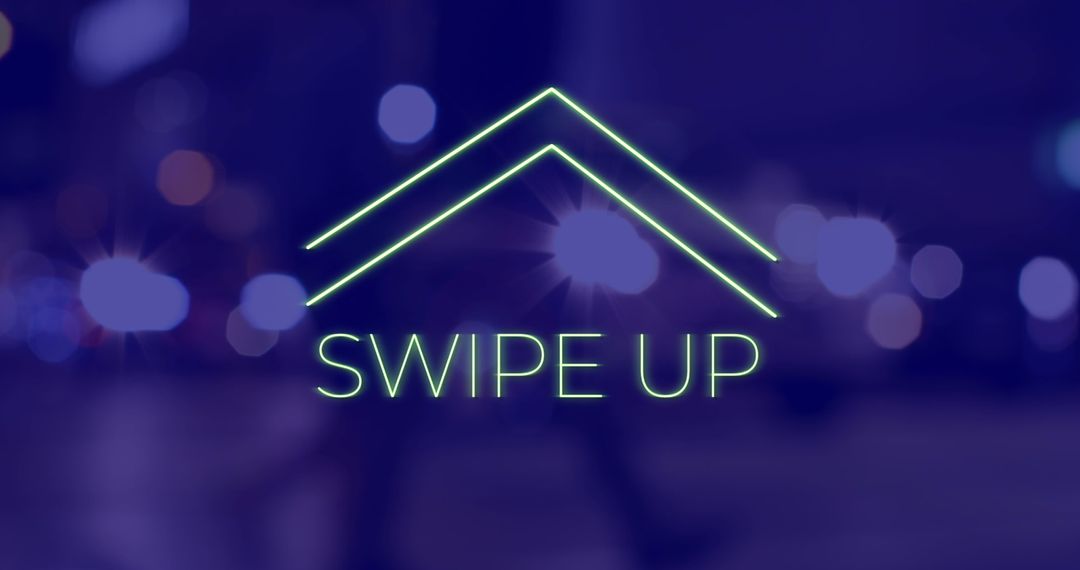 Digital Swipe Up Instruction with Blurred Cityscape Background