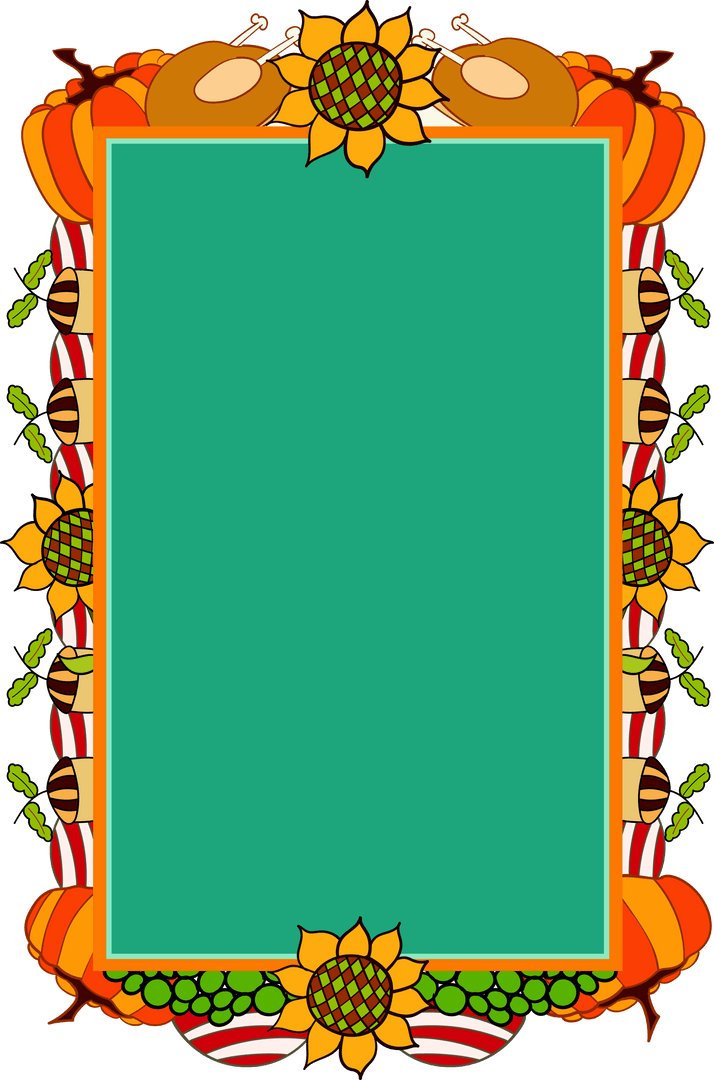 Transparent Colorful Autumn Frame with Pumpkin and Sunflower Design
