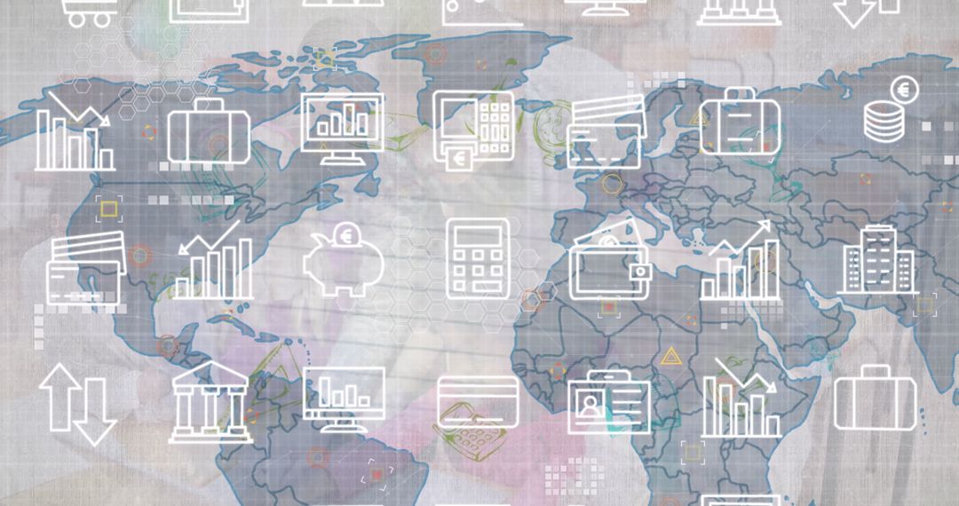 Global Business and Education Concept with Hologram Icons