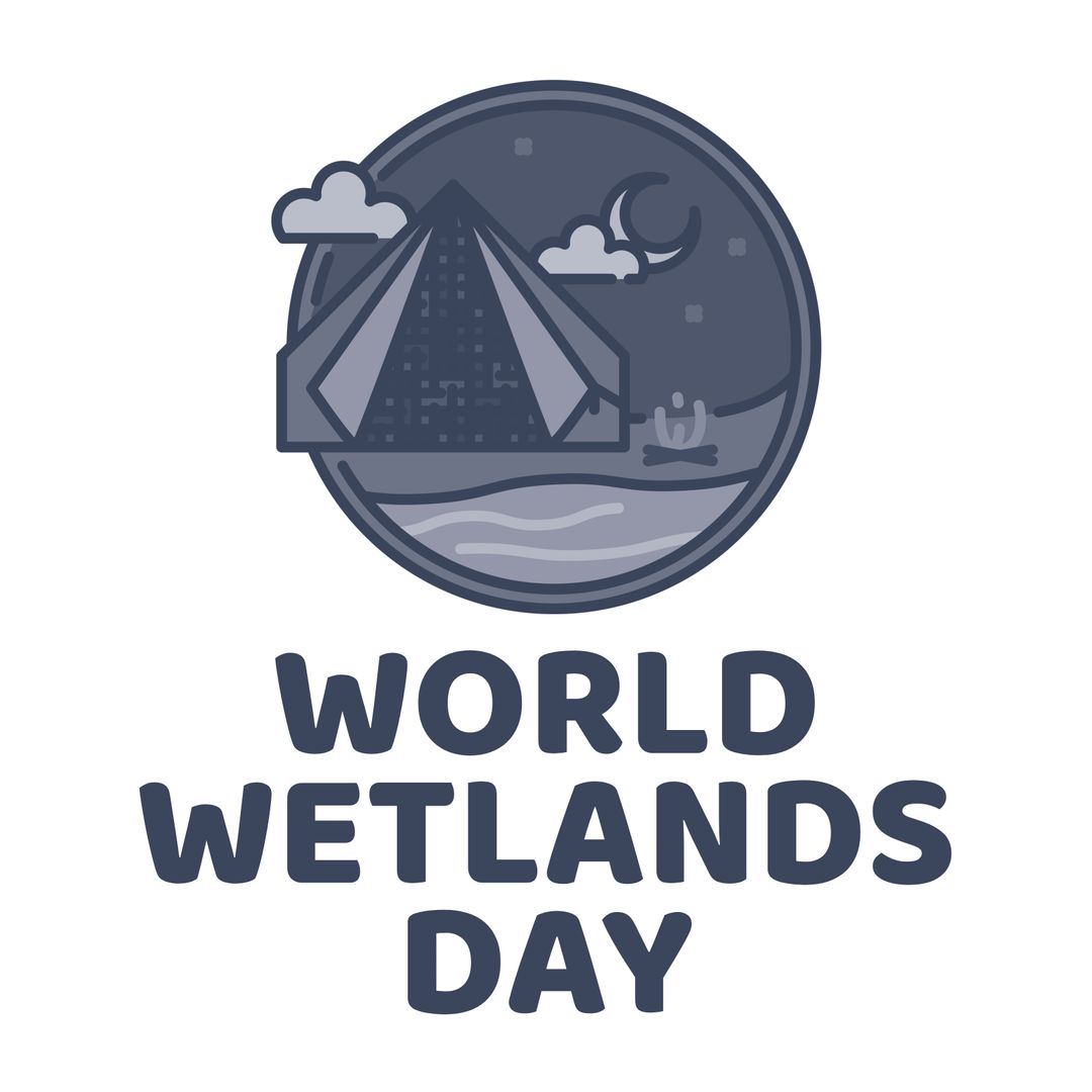 World Wetlands Day Emblem Highlighting Aquatic Ecosystem Conservation
