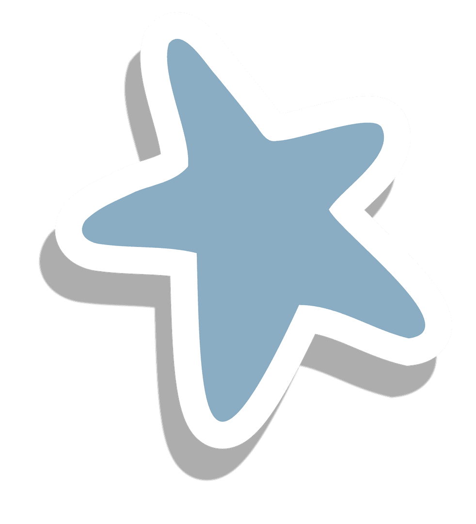 Light Blue Star with White Outline on Transparent Background