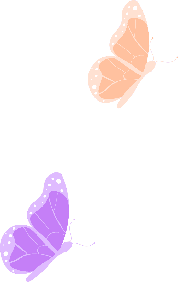 Minimalist Peach and Purple Butterflies on Transparent Background