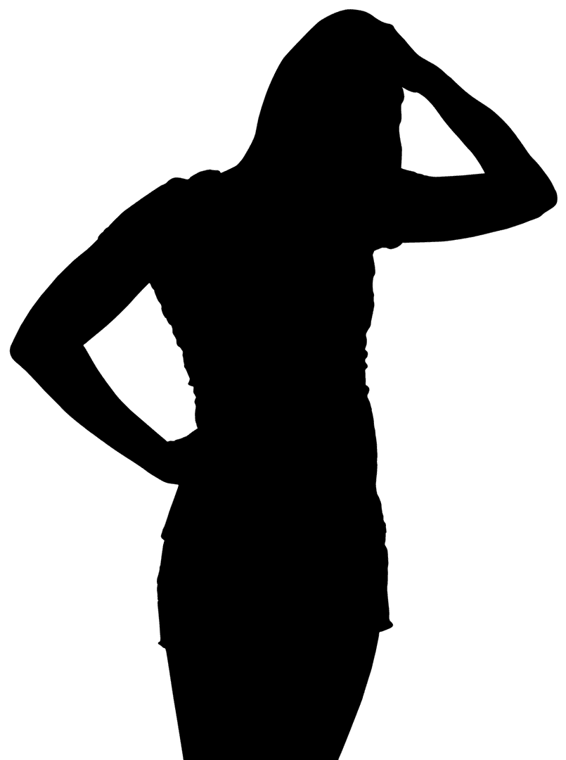 Transparent Silhouette of Woman Scratching Head in Thoughtful Pose