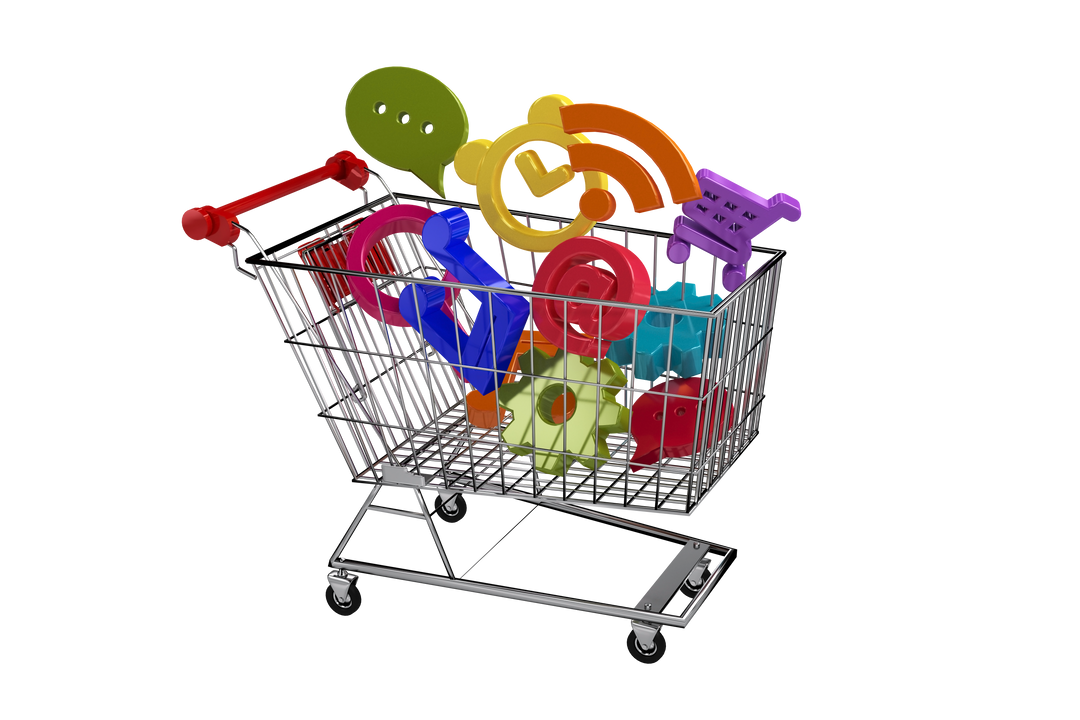 Transparent Shopping Cart Filled with Colorful Social Media Icons - Download Free Stock Images Pikwizard.com