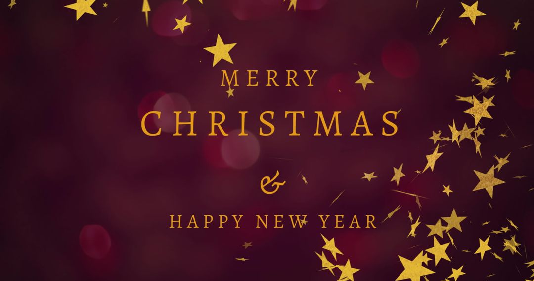 Festive Christmas and New Year Greeting with Golden Stars
