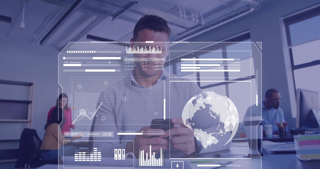 Businessman Analyzing Digital Financial Data at Office