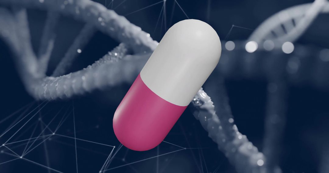 Futuristic Drug Industry Scene with DNA and Connections