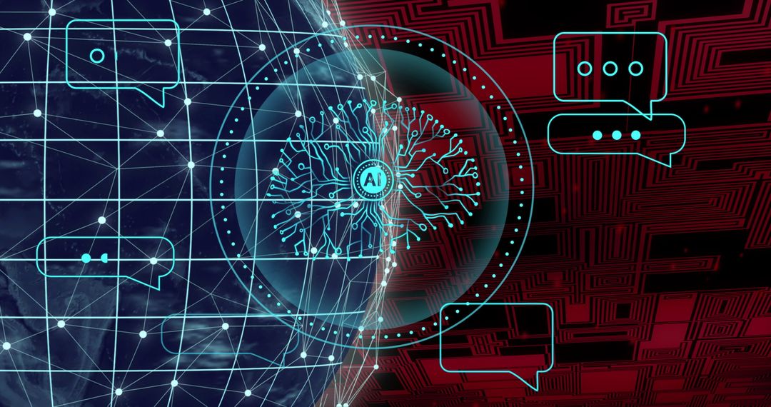 Global AI Concept with Neural Networking and Digital Communication