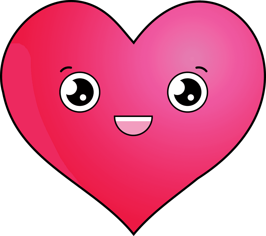 Adorable Heart With Smiling Face on Transparent Background