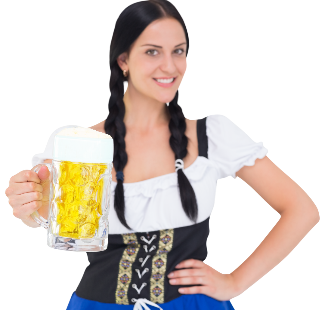 Transparent Woman Holding Beer Tankard Wearing Traditional Oktoberfest Dress - Download Free Stock Images Pikwizard.com