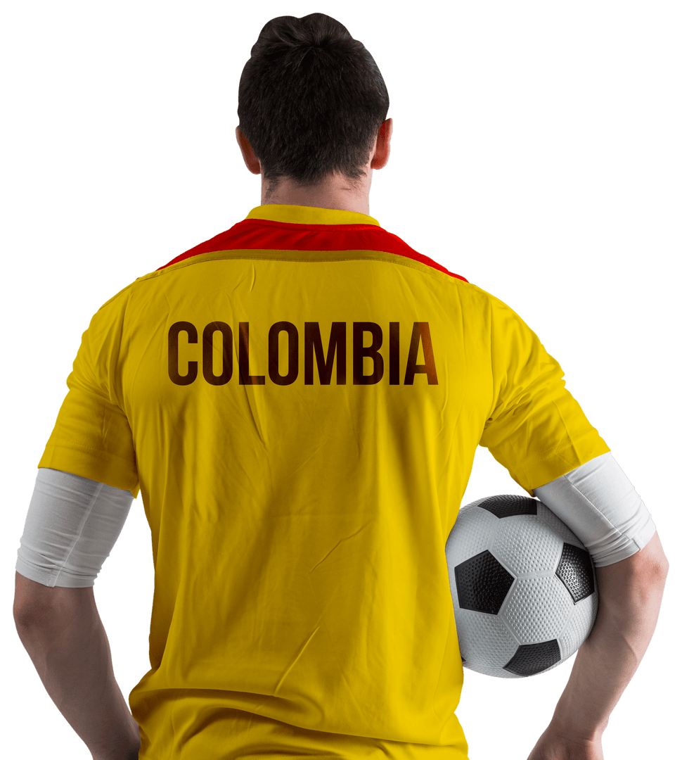 Transparent View of Colombia Soccer Player Holding Ball