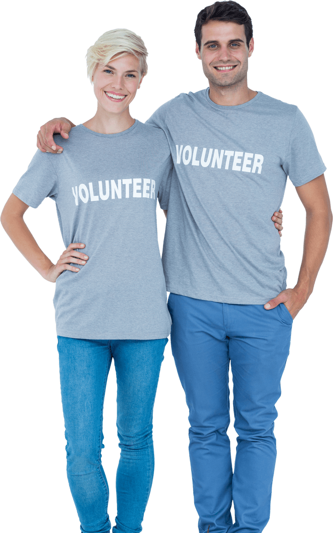 Happy Volunteers Embracing Transparent Background