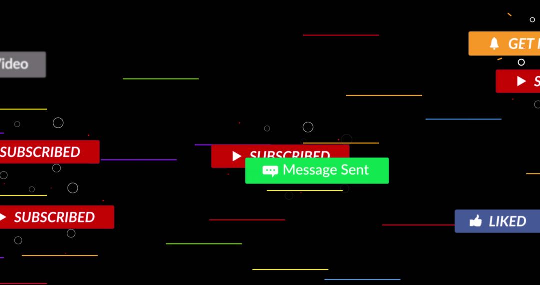 Dynamic Social Media Notifications on Black Background