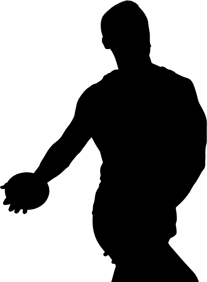 Dynamic Silhouette of Sportsman Throwing Disc on Transparent Background