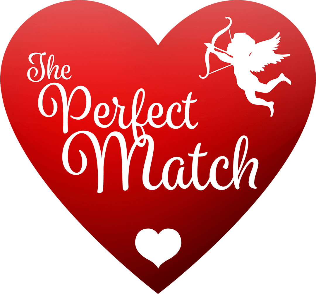 Perfect Match Heart Illustration on Transparent Background