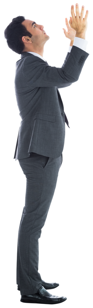 Biracial Businessman Standing with Hands Up - Transparent Background - Download Free Stock Images Pikwizard.com