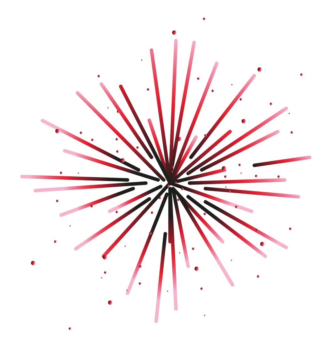 Red Black Scattered Rays on Transparent Background