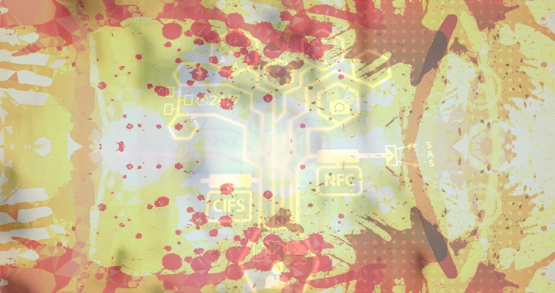 Abstract Digital Connections Network on Yellow Background