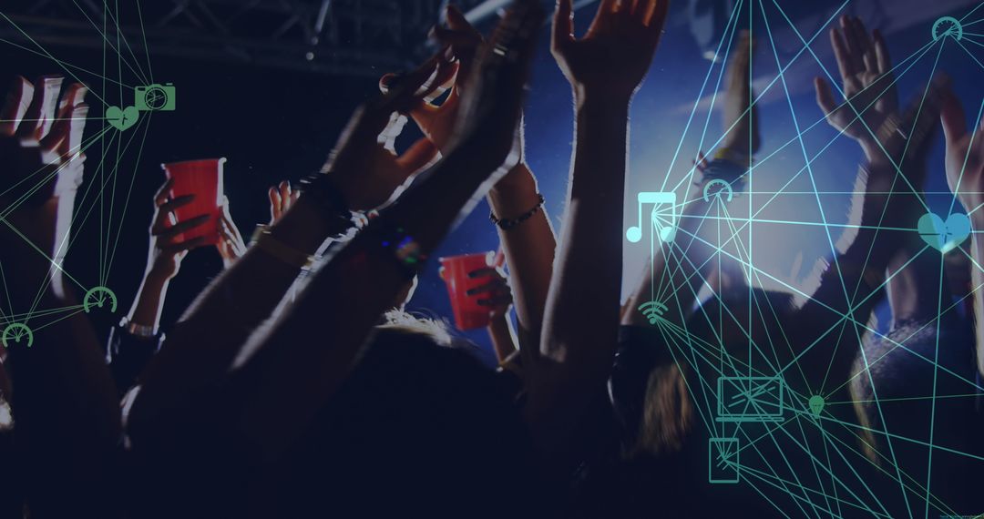 Concert Enthusiasts with Touch of Technology, Red Solo Cups in Crowd