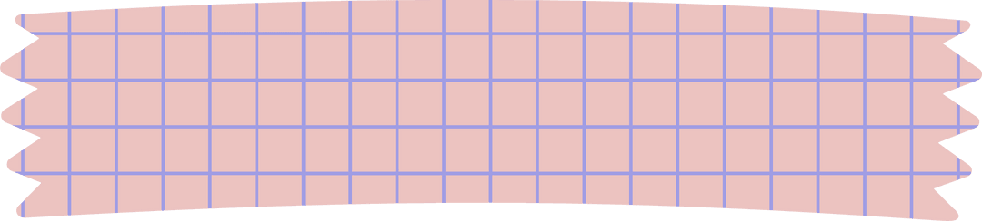 Pink and Purple Grid Washi Tape with Torn Edges on Transparent Background