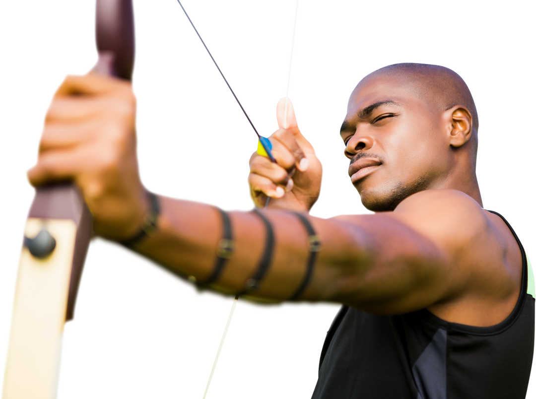 Biracial Male Archer Holding Bow and Arrow on Transparent Background - Download Free Stock Images Pikwizard.com