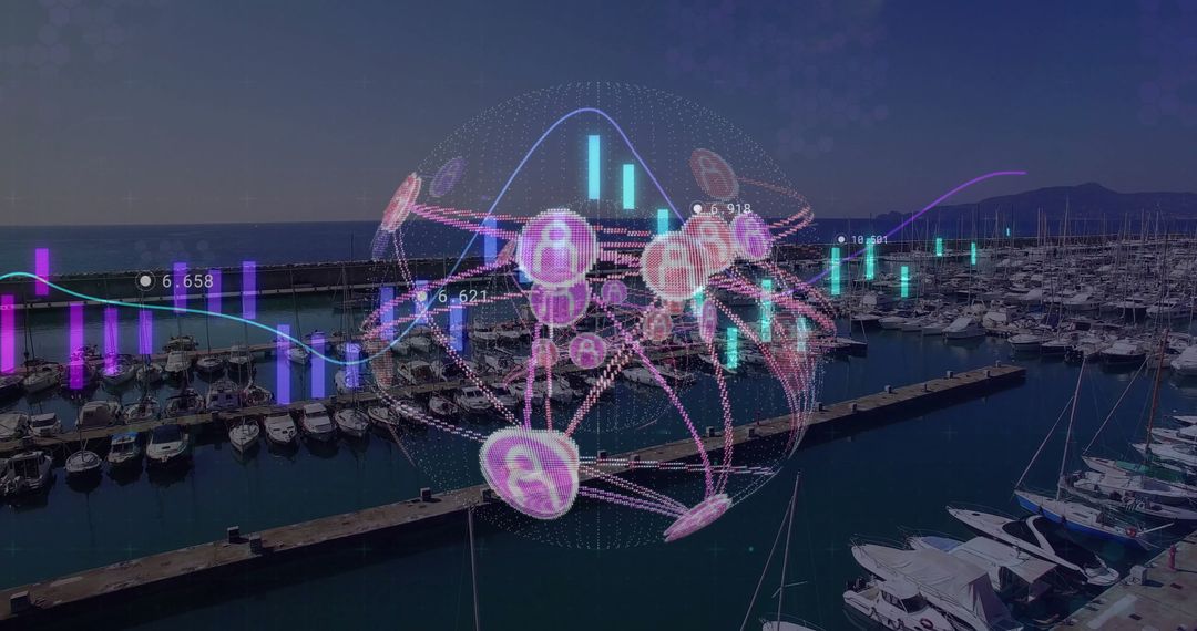 Global Trade and Data Analytics Concept at Sea Port