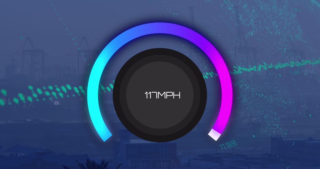Futuristic Speedometer with Urban Digital Overlay