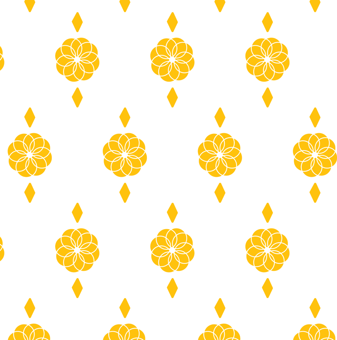 Yellow Floral Pattern on Transparent Background Vector Design