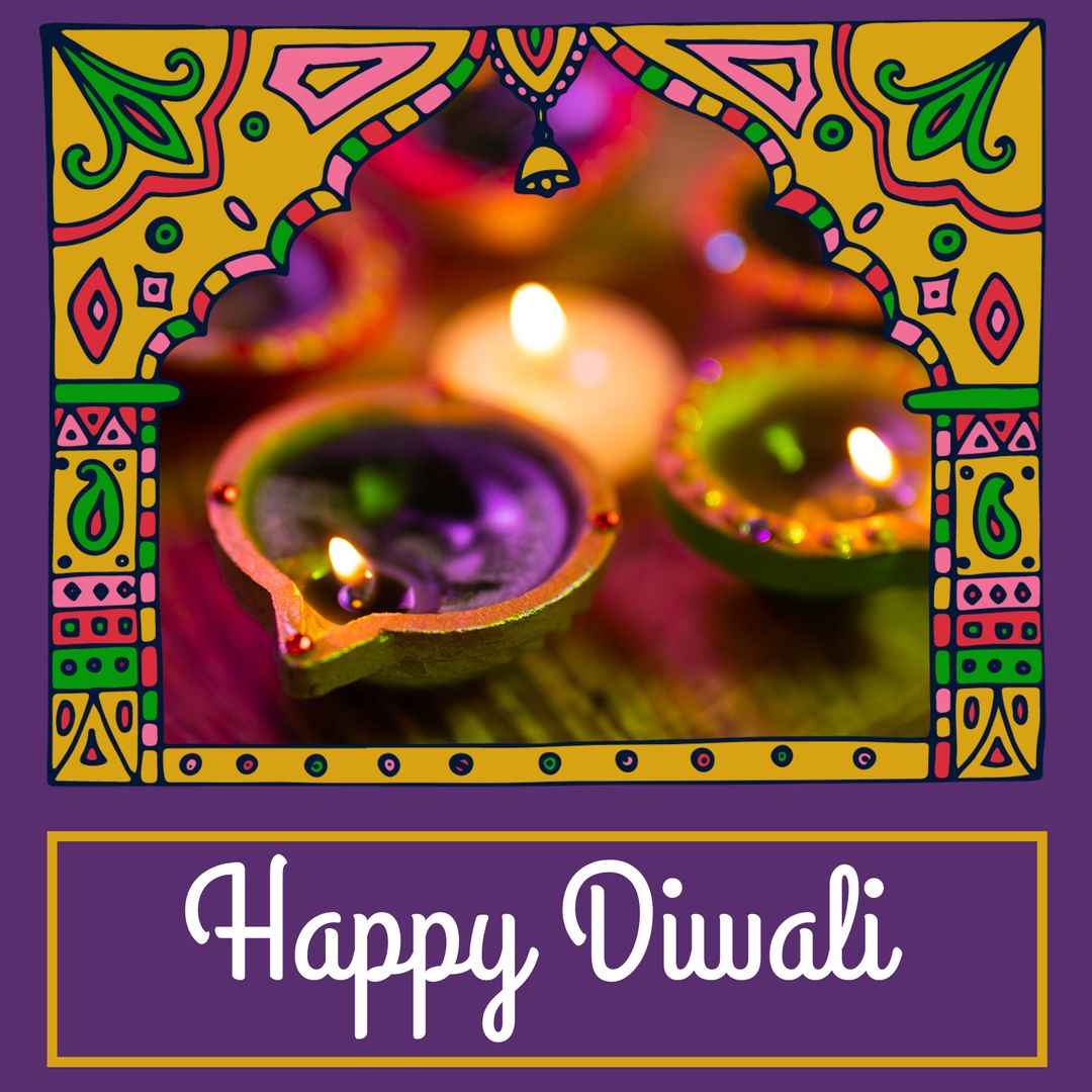 Colorful Diwali Card with Diyas for Warm Festive Wishes - Download Free Stock Templates Pikwizard.com