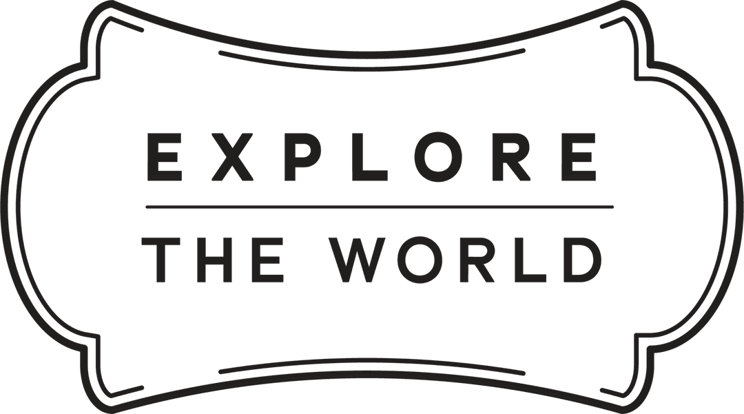 Explore the World Text Emblem on Transparent Background