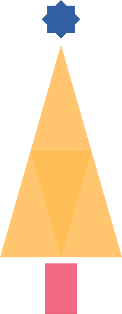 Geometric Abstract Design with Blue Star on Transparent Canvas