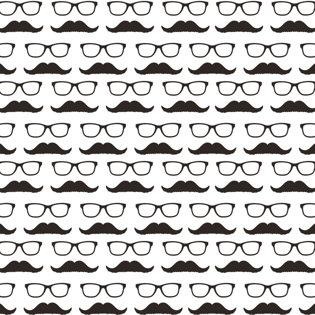 Transparent Black Glasses and Moustache Pattern Vector