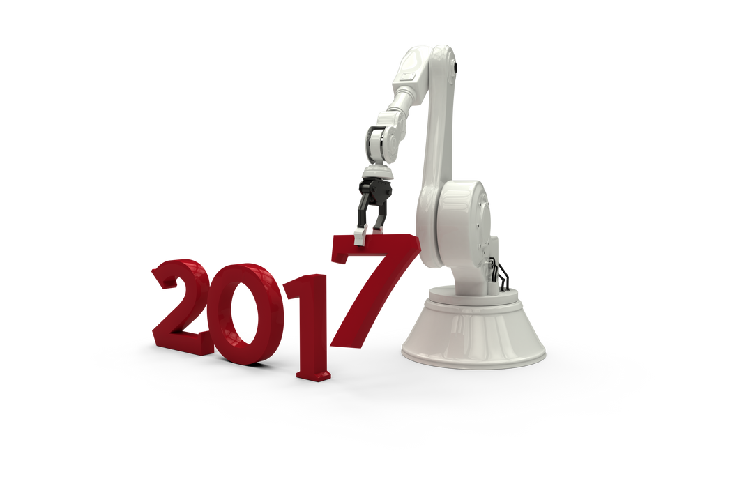 White Robot Arranging Red 2017 on Transparent Background - Download Free Stock Images Pikwizard.com