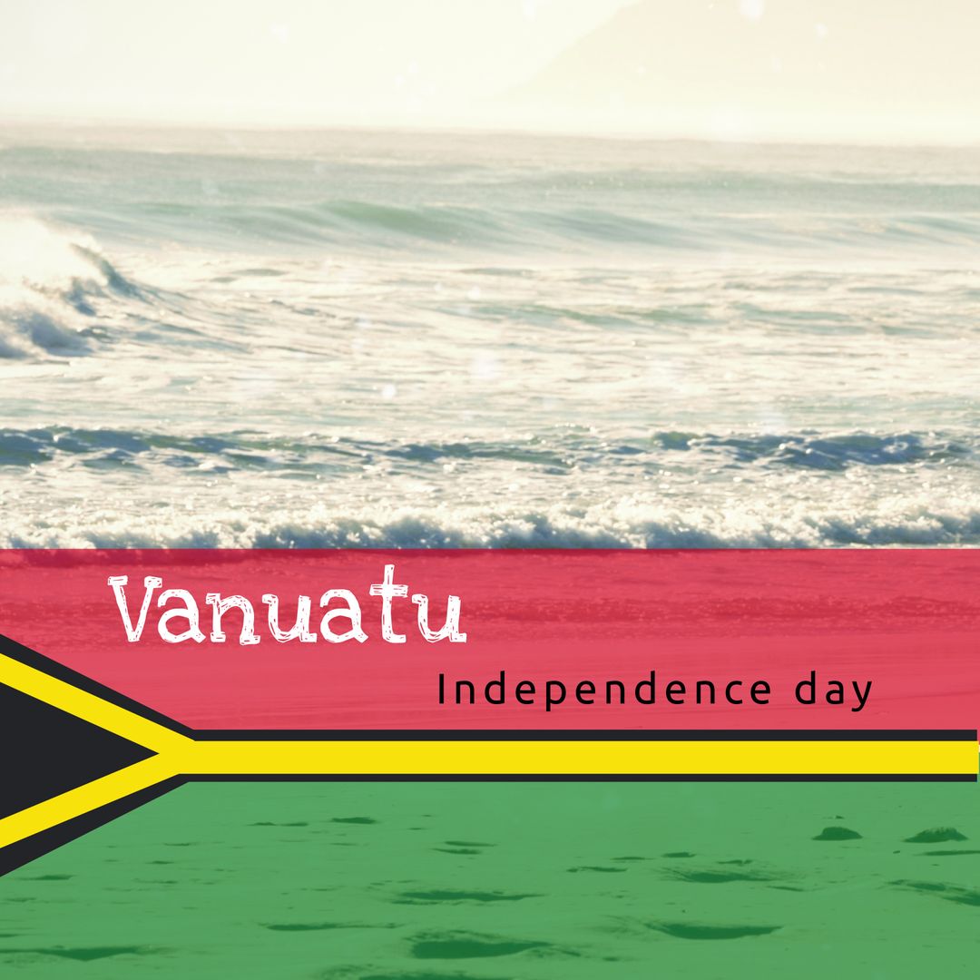 Vanuatu Independence Day with Flag Overlooking Seascape