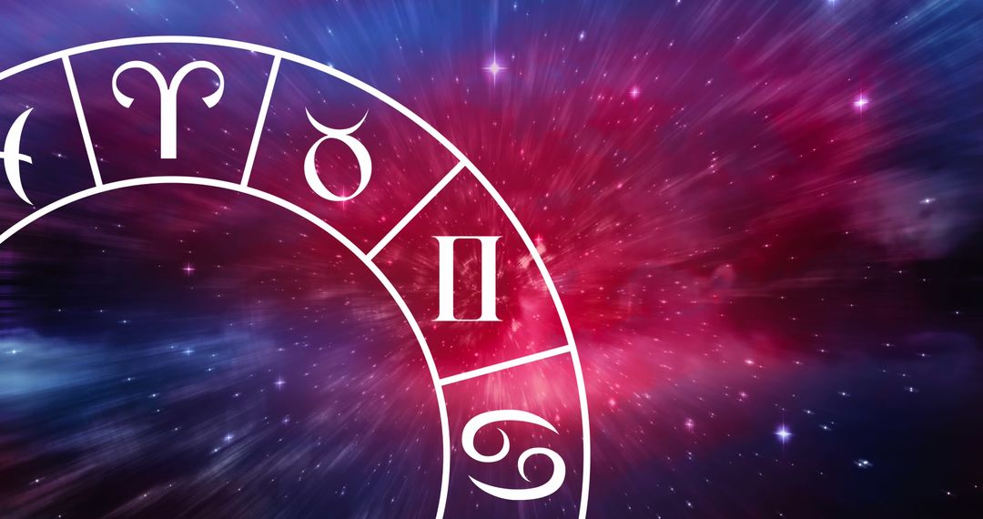 Abstract Zodiac Star Sign Wheel on Cosmic Background - Free Images, Stock Photos and Pictures on Pikwizard.com