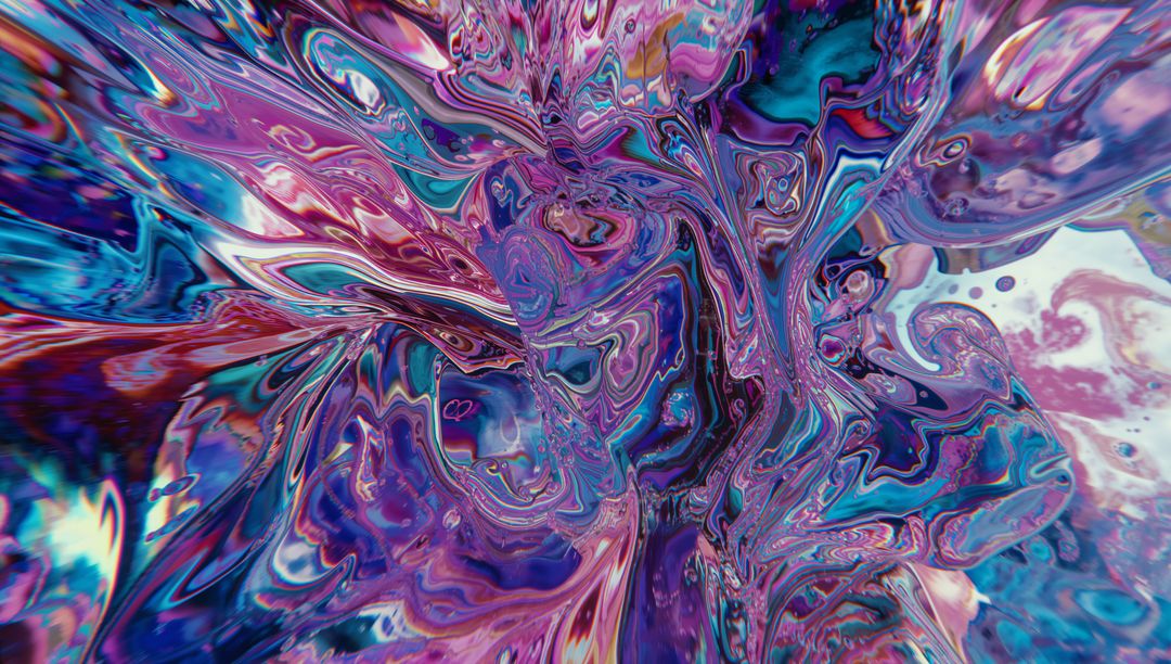 Vibrant Fluid Abstract Art with Multicolored Swirls and Patterns