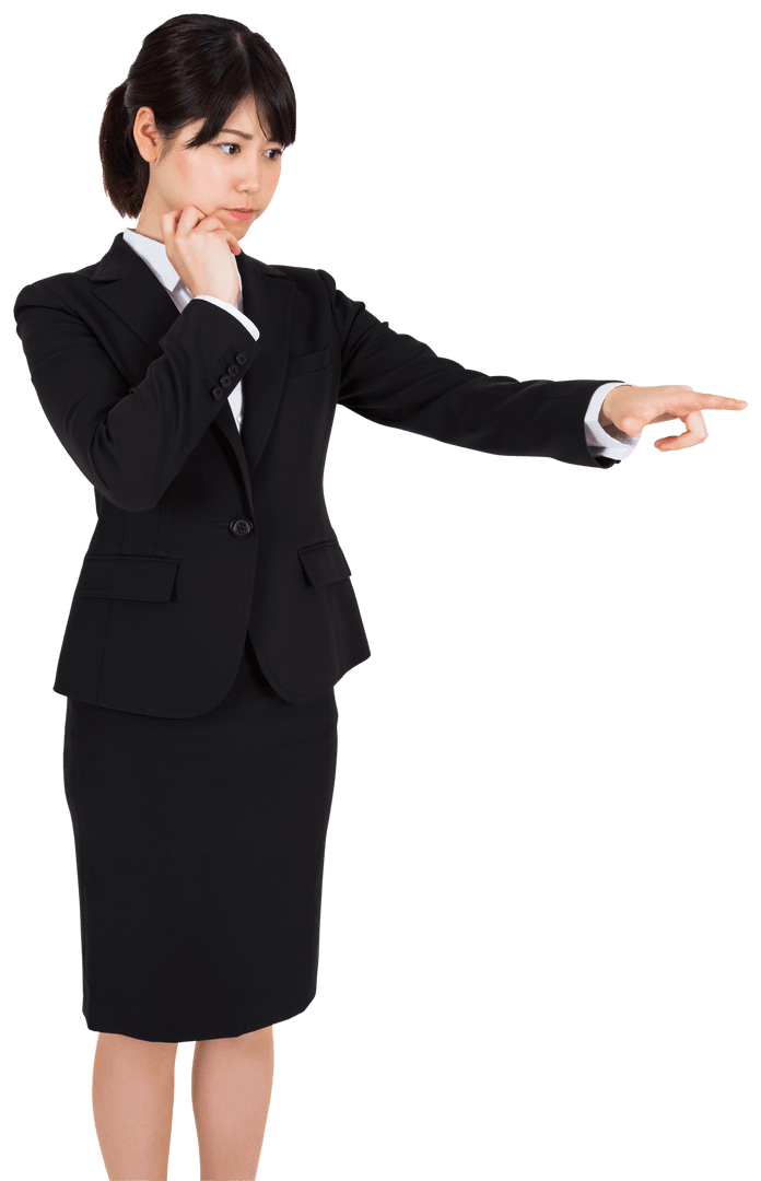 Businesswoman Pointing in Formal Attire Transparent Background