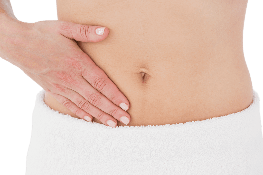 Transparent View of Woman's Midriff Experiencing Menstrual Discomfort