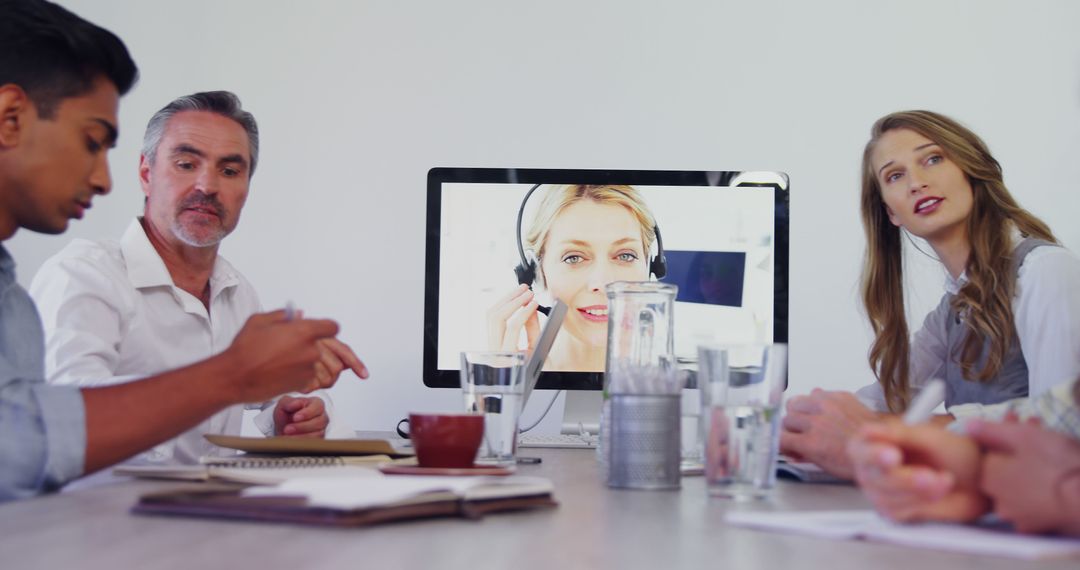 Remote Video Conference Call in Modern Office - Free Images, Stock Photos and Pictures on Pikwizard.com