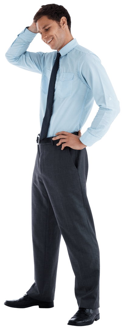 Thoughtful Businessman Looking Down Transparent Background