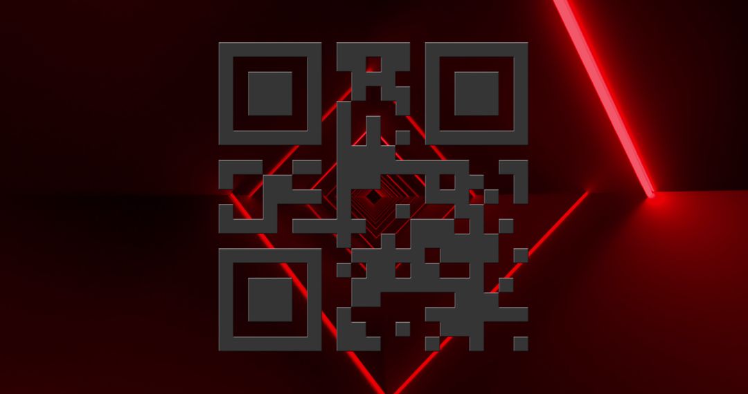 Innovative QR Code with Red Neon Digital Backdrop