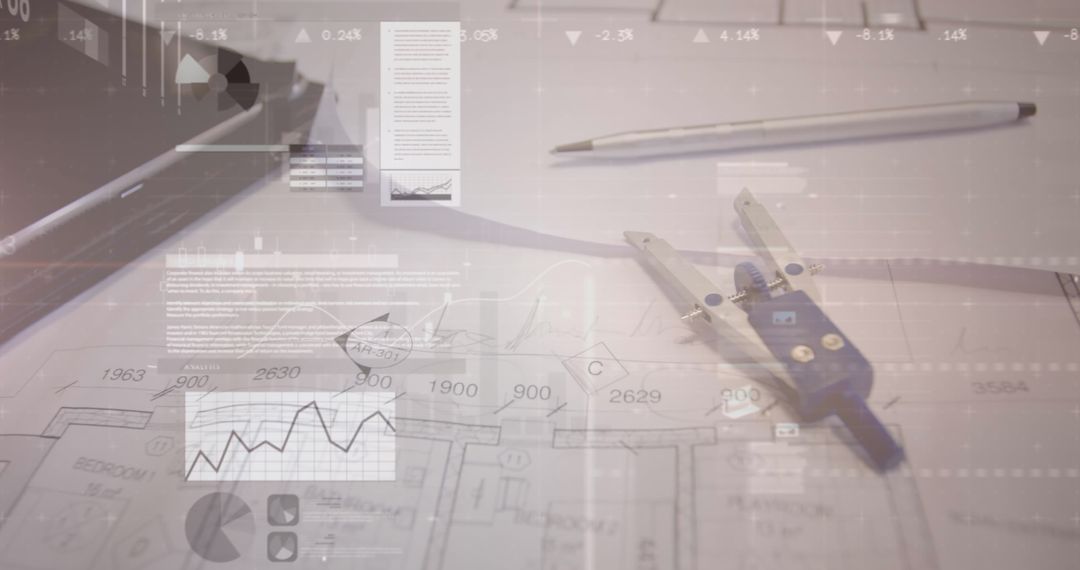 Architecture Plans with Overlay of Financial Data Analytics